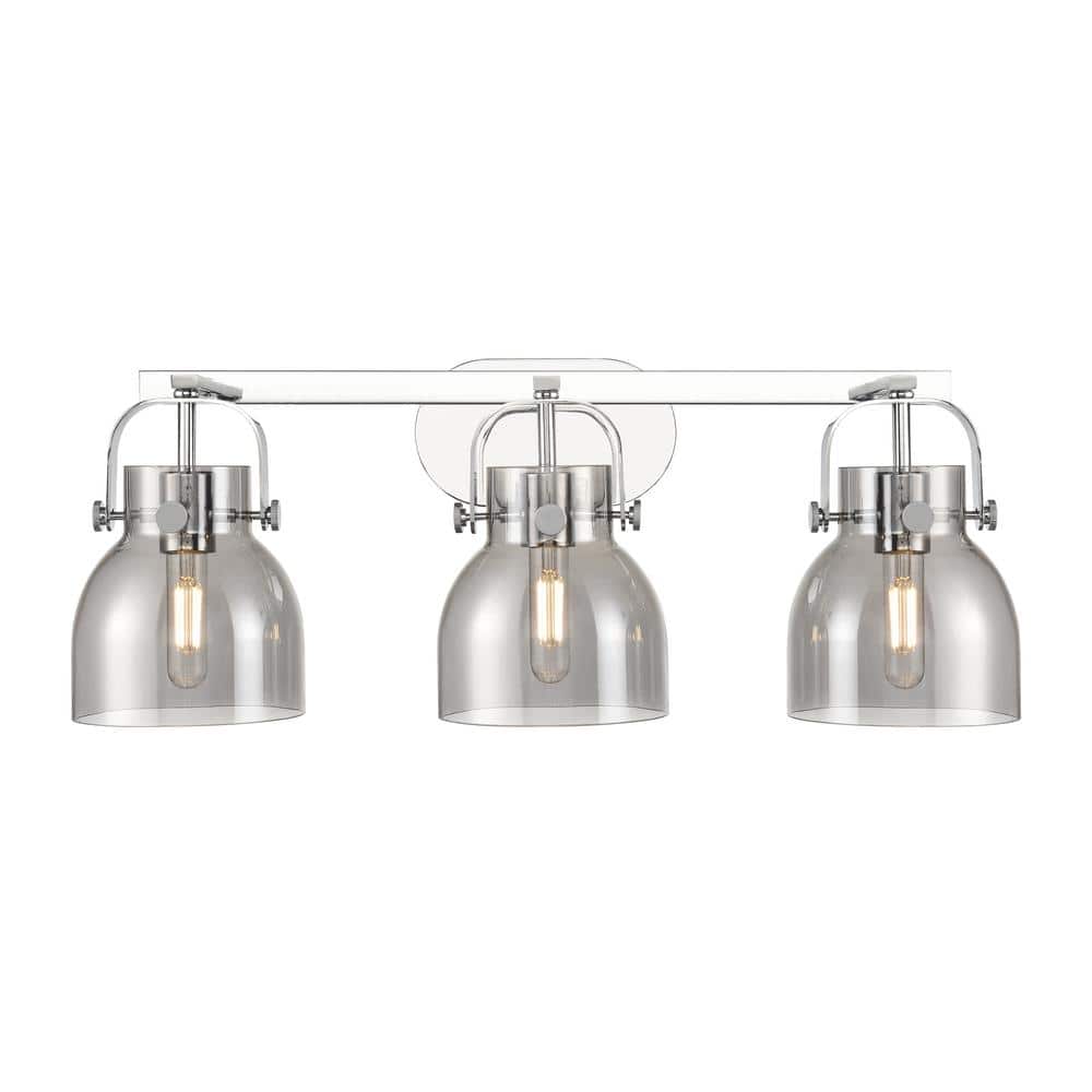 Pilaster II Bell 26.5 in. 3-Light Polished Chrome Vanity Light with Black Glass Shade price history on PriceWatchPro