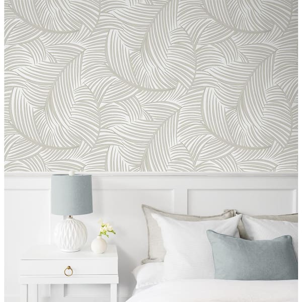 31.35 sq. ft. Sea Salt Tossed Palm Fronds Vinyl Peel and Stick Wallpaper Roll