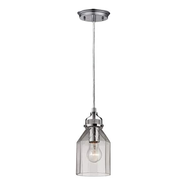 Titan Lighting Danica 1-Light Polished Chrome and Clear Glass Pendant