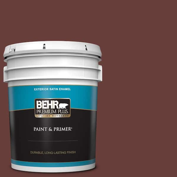 BEHR PREMIUM PLUS 5 gal. #PPU2-01 Chipotle Paste Satin Enamel Exterior Paint & Primer