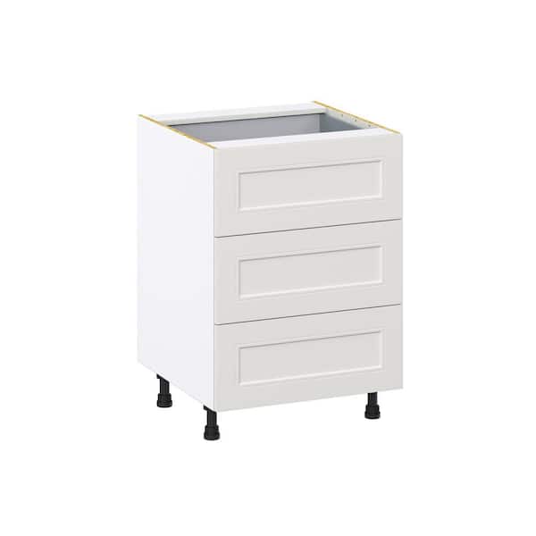 J COLLECTION Galveston 24 in. W x 24 in. D x 34.5 in. H Assembled Shaker Drawer Base Kitchen Cabinet in Light Grey with 4-Drawers