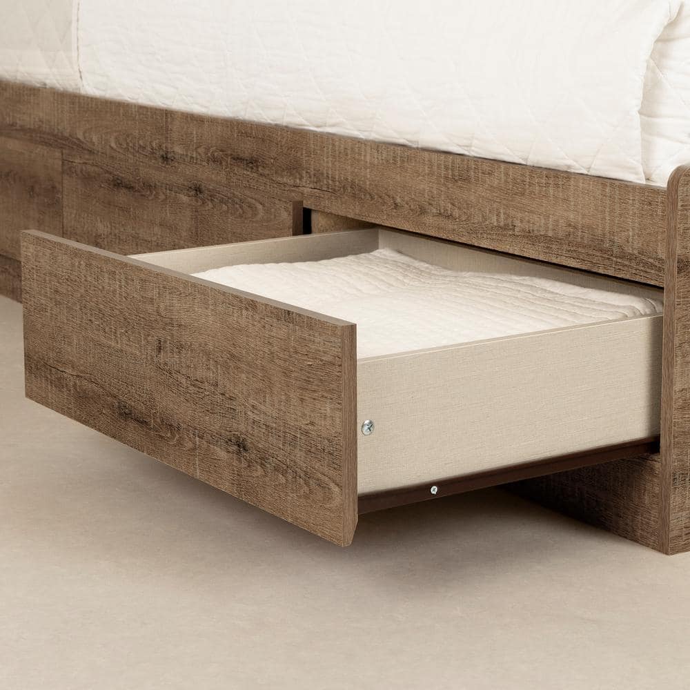 Twin Weathered Oak Platform Bed with Storage Drawers