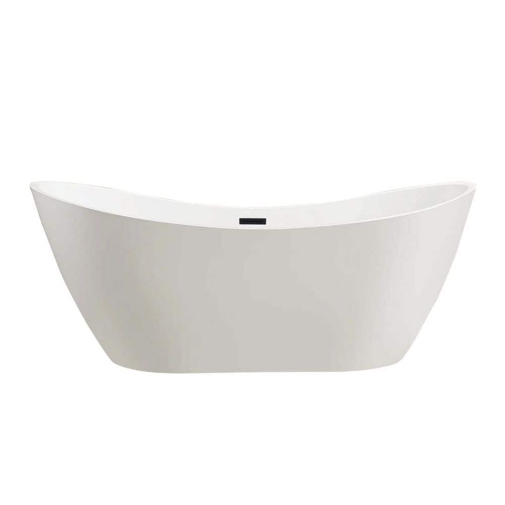 Ophelia 71'' White and Matte Black Acrylic Freestanding Bathtub