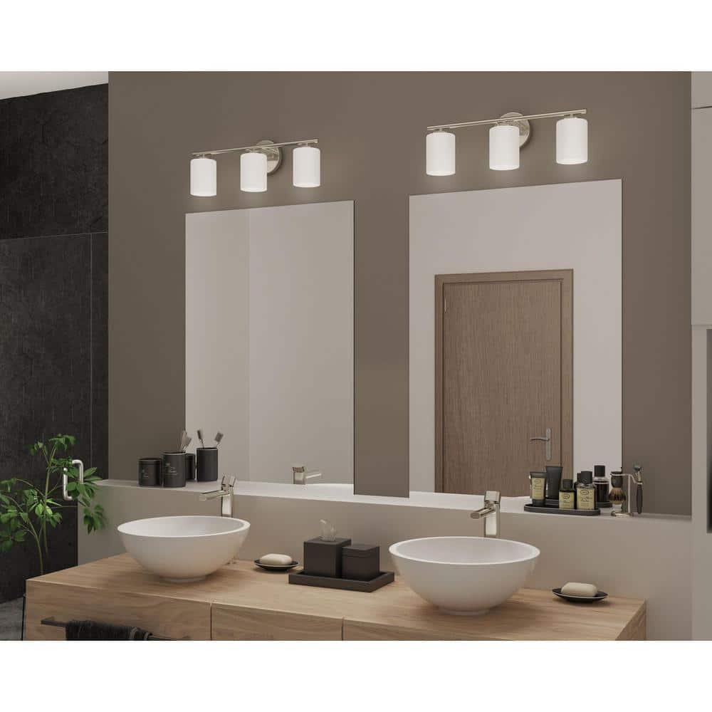 Brushed Nickel 3-Light Dimmable Bath Vanity Fixture
