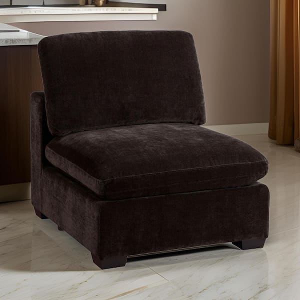Benjara Lahe 33 in. Armless Fabric Rectangle Sofa in. Brown