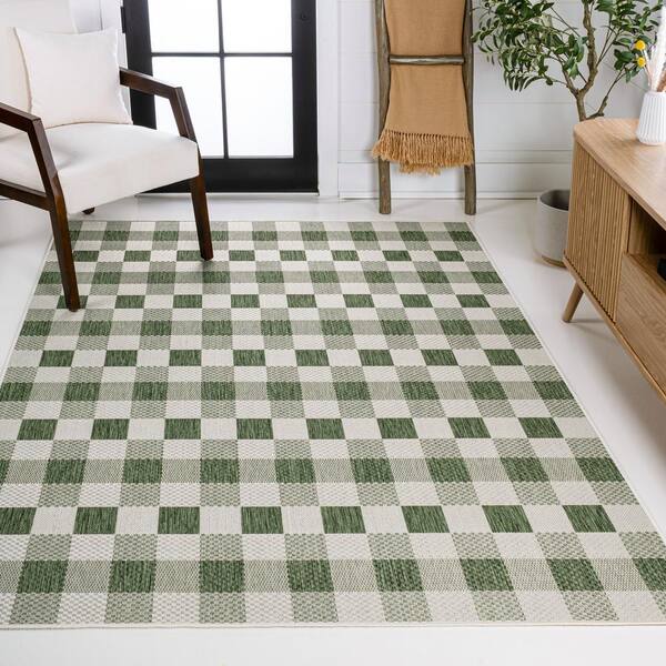 JONATHAN Y Darcy Traditional Geometric Bold Gingham Green/Cream 5