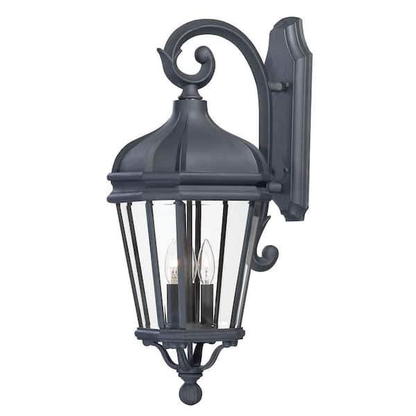 the great outdoors by Minka Lavery Harrison 3-Light Black Outdoor Wall Lantern Sconce