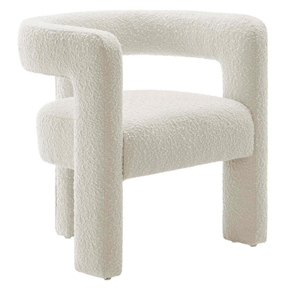 MODWAY Kayla Boucle Upholstered Armchair in Ivory EEI-6479-IVO - The ...