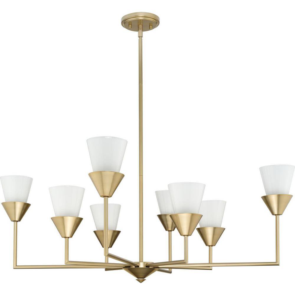 Pinellas Soft Gold 8-Light Chandelier with Opal Glass Shades