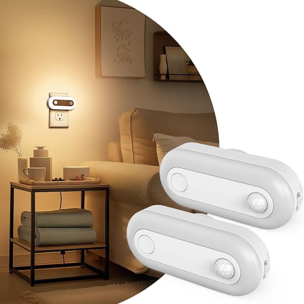 Motion Sensor Dusk to Dawn Night Light Plug in [2-Pack], Dimmable 30/60/100LM for Hallway, Bedroom, Kids Room