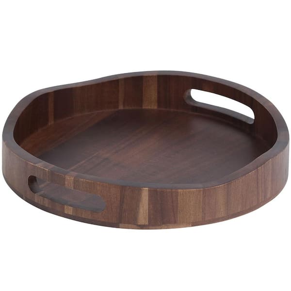 Unbranded Brown Wood Decorative Tray Acacia Wood Serving Tray for Living Room Kitchen, Bedroom