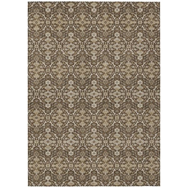 Chantille Machine Washable Indoor/Outdoor Abstract ACN2917 Chocolate 10 ft. x 14 ft. Area Rug