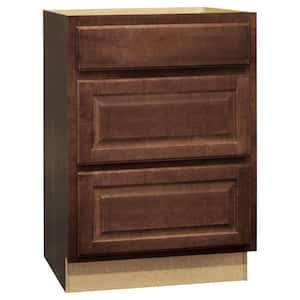 Hampton Assembled 24x34.5x24 in. Drawer Base Kitchen Cabinet with Ball-Bearing Drawer Glides in Cognac