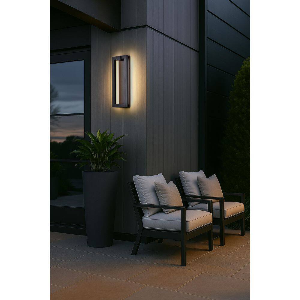 Crew 19.13 in. Sand Black Outdoor Hardwired Wall Lanterm Sconce with Integrated LED price history on PriceWatchPro