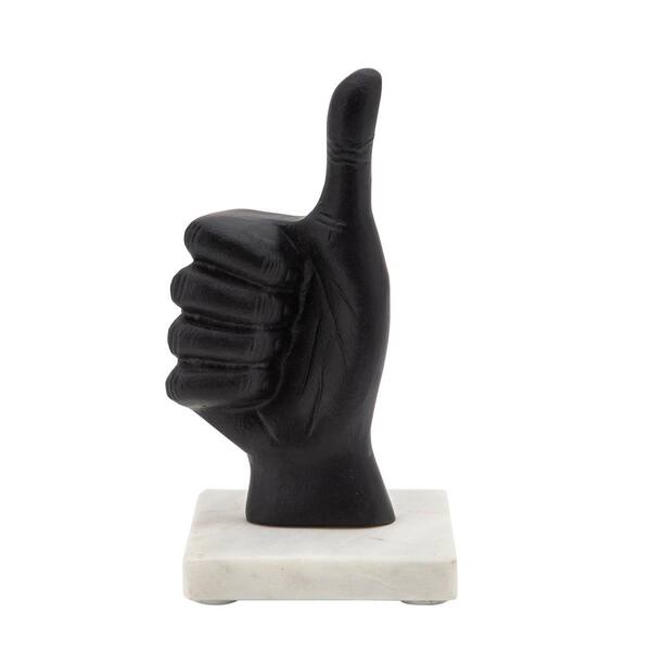 Liv & Skye Black 4 in. x 8 in. Metal Thumbs Up Sculpture