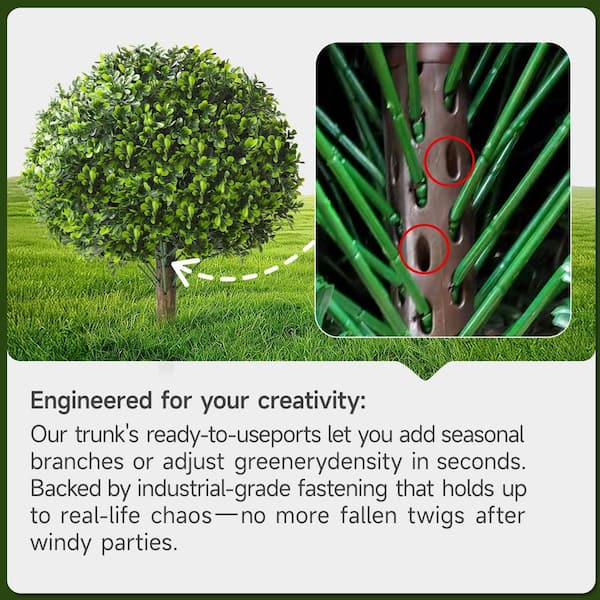 16 in. Green Outdoor Indoor Artificial Boxwood Shrub Topiary UV