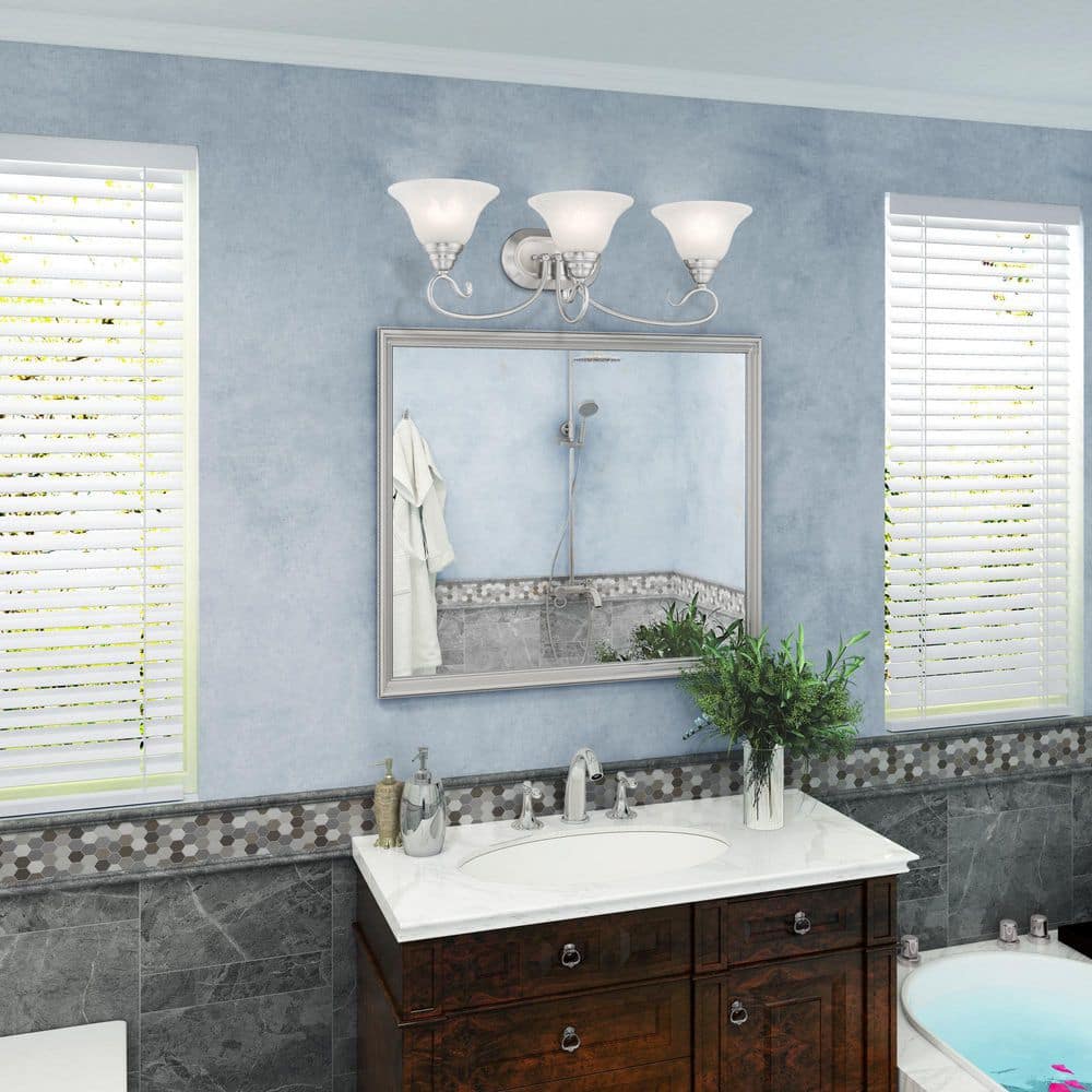 Coronado Brushed Nickel 3-Light Vanity with White Alabaster Glass