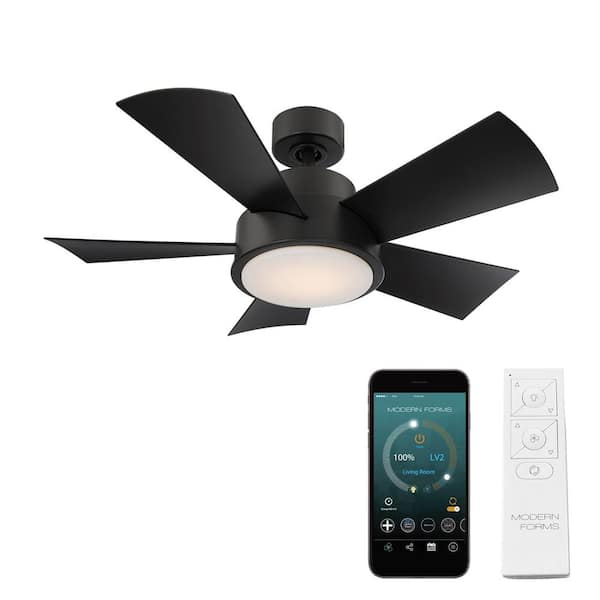 Modern Forms Vox 38 in. Smart Indoor/Outdoor Matte Black Standard Ceiling Fan 3000K Integrated LED with Remote