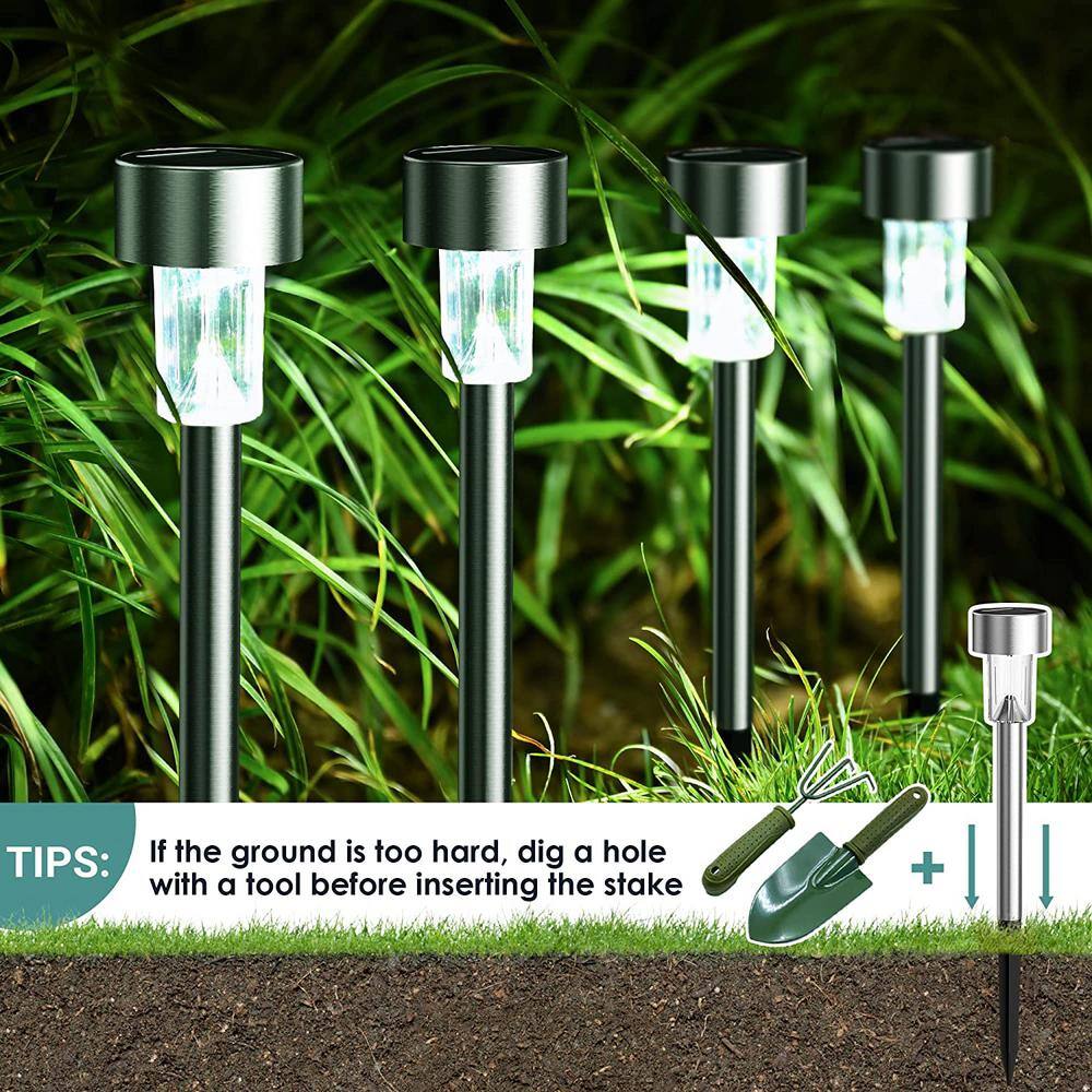 16 Pack Stainless Steel Solar Pathway Lights for Outdoor Use