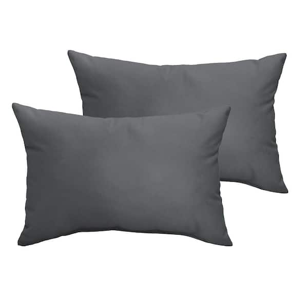 2pk 12x18 Sunbrella Outdoor Throw Pillows Gray