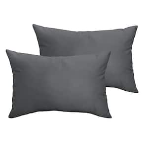 Charcoal Grey Rectangular Outdoor Knife Edge Lumbar Pillows (2-Pack)