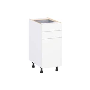 Timberline 15 in. W x 24 in. D x 34.5 in. H Assembled Slab Base Kitchen Cabinet in Bright White with 2 5 in. Drawers
