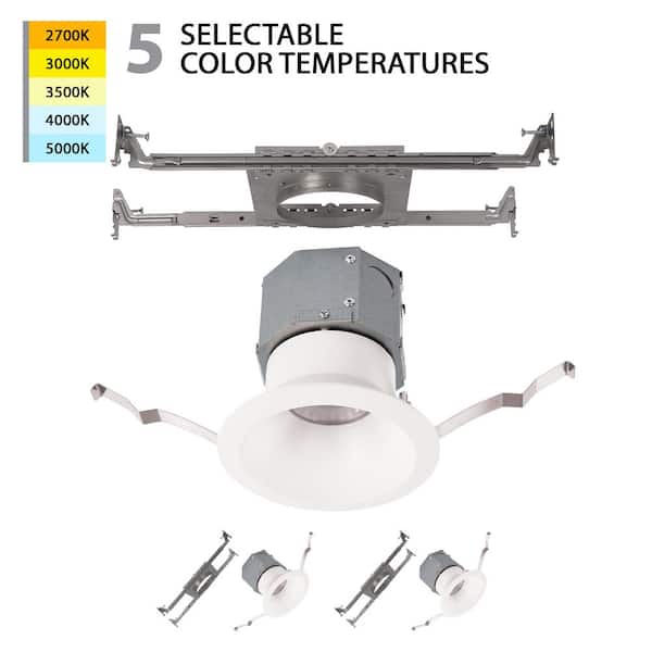 WAC LIMITED Pop-In 4 in. Round Adjustable CCT New Construction IC Rated Indoor/Outdoor Integrated LED Recessed Light Trim (2-Pack)