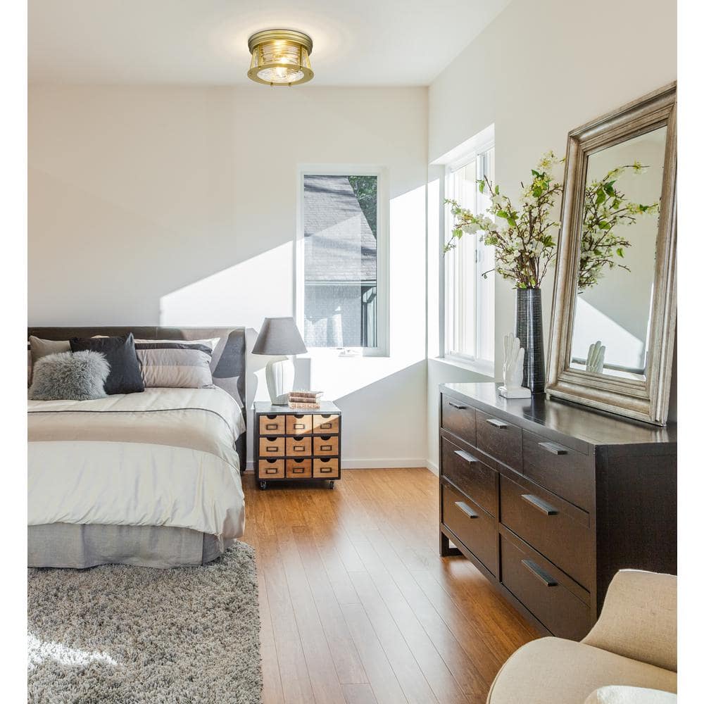 Cape Harbor Rubbed Brass and Glass 12" LED Flush Mount