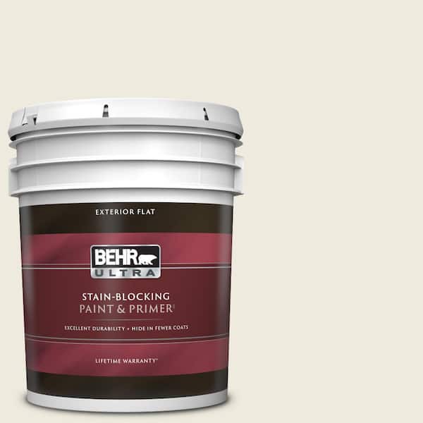 BEHR ULTRA 5 gal. #W-B-710 Almond Cream Flat Exterior Paint & Primer