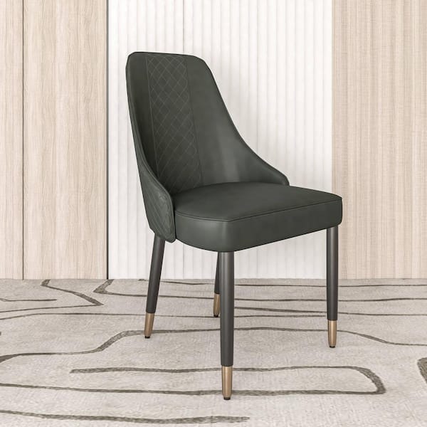Leisuremod Allure Olive Green Modern Dining Chairs Fabric Seat and Back Solid Wood Legs Contemporary Side Chairs