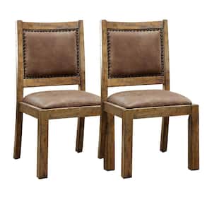 GIANNA Rustic Pine and Brown Cottage Style Side Chair