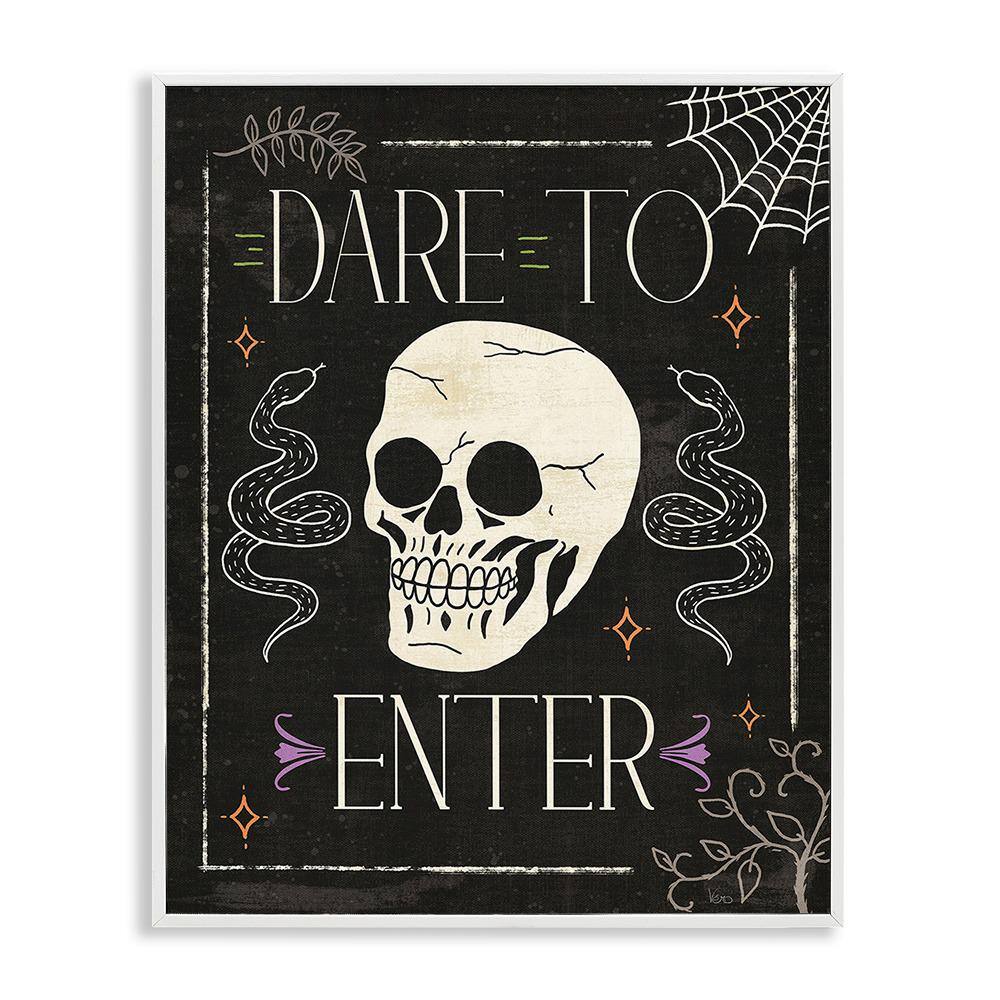 Dare To Enter Phrase by Veronique Charron 1-Piece Framed Graphic Print Typography Poster Art Print 30 in. x 24 in.
