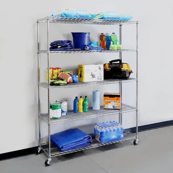 Seville Classics UltraDurable Silver 5-Tier NSF-Certified Steel Wire Garage  Storage Shelving Unit (60 in. W x 76 in. H x 24 in. D) WEB571 - The Home  Depot