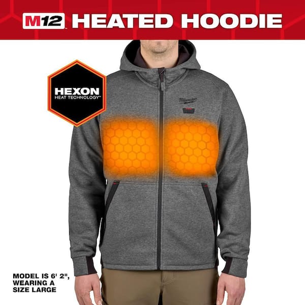 Men's X-Large M12 12-Volt Lithium-Ion Cordless Gray Heated Jacket Hoodie Kit