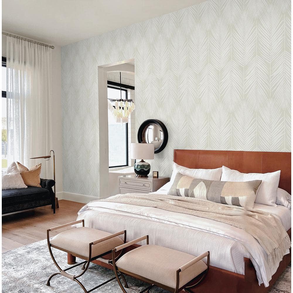 Sea Salt Palm Silhouette Vinyl Peel and Stick Wallpaper Roll