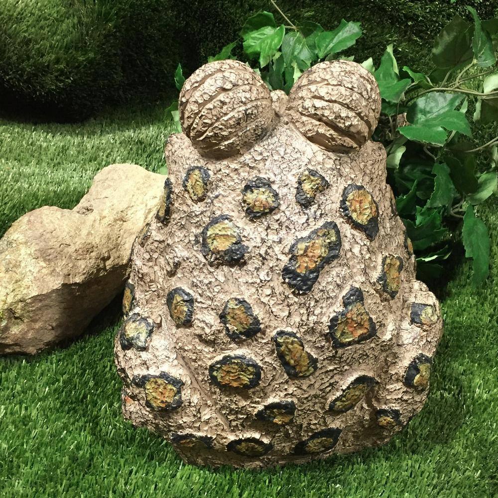 Handcrafted Green Resin Toad Hollow Garden Statue