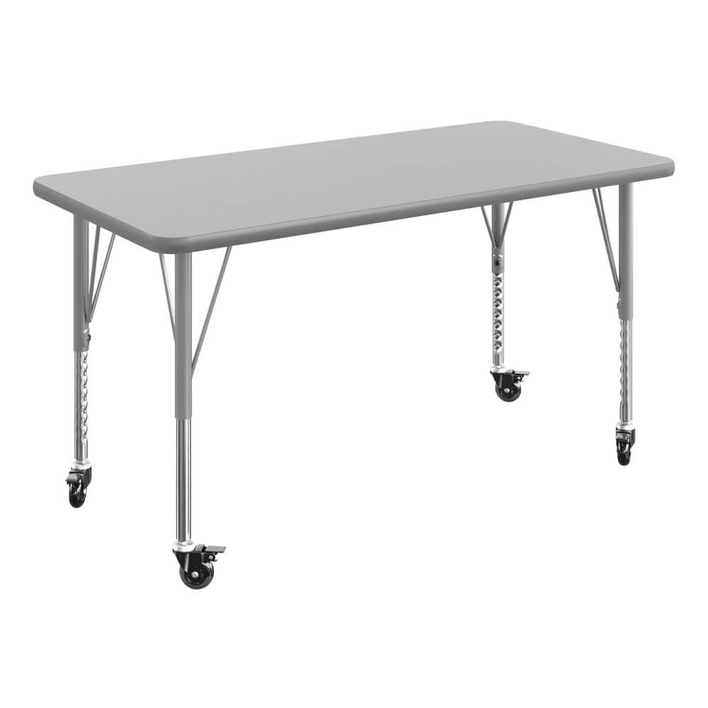 Wren Adjustable Gray Top/Silver Frame Rectangle Kids Activity Table with Thermal Laminate Top for 4