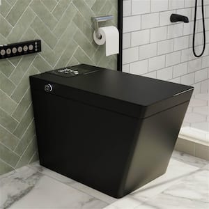 Smart Toilet Bidet One-piece 0.8/1.2 GPF Dual Flush Square Toilet in. Matte Black Seat with Remote Panel