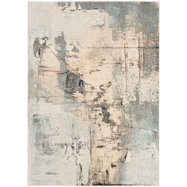 Nourison Washable Decor Blue 5 ft. x 7 ft. Abstract Contemporary Area Rug