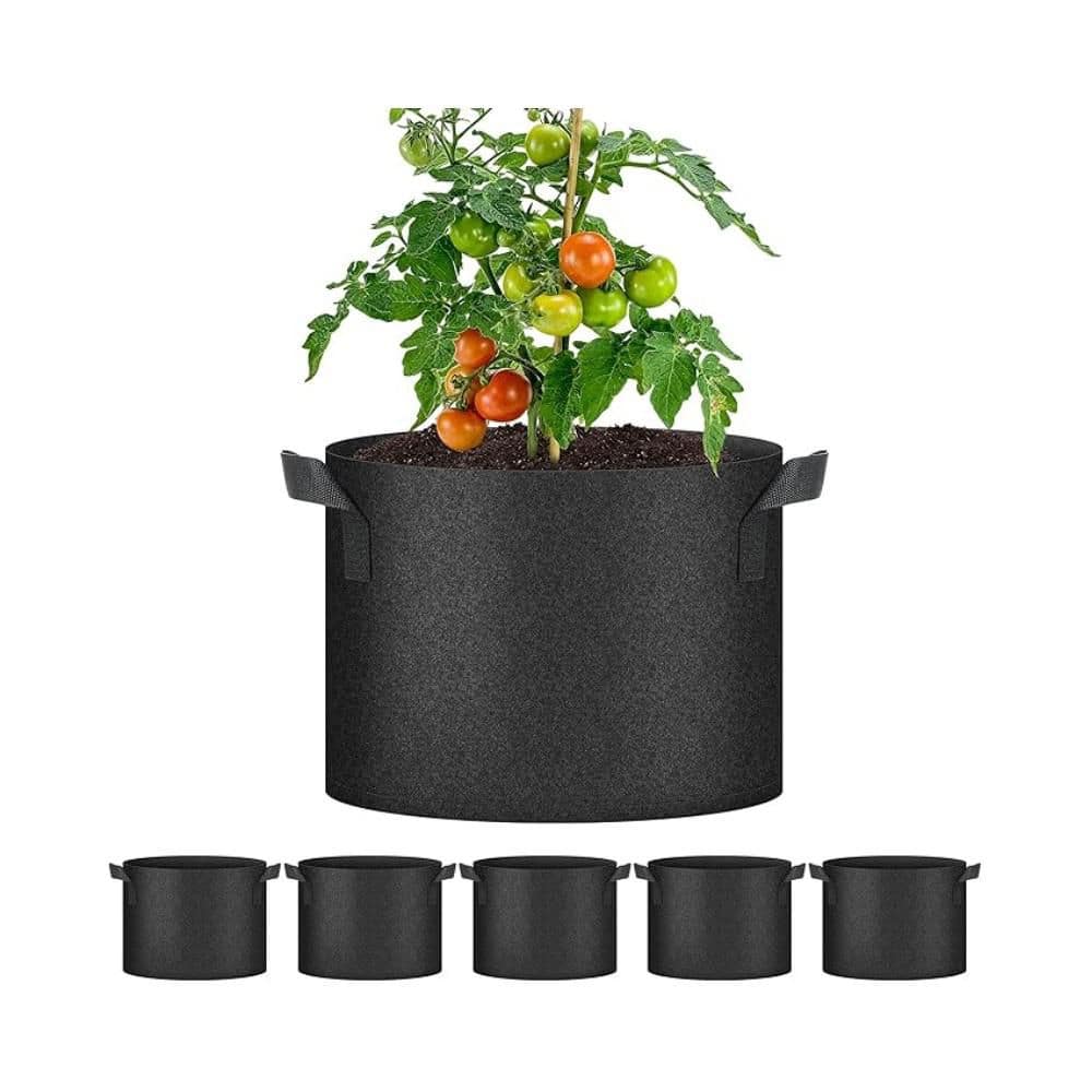 5-Pack 10 gal. Grow Bags Black Nonwoven Fabric with Handles Indoor/Outdoor Heavy Duty Gardening Planter price history on PriceWatchPro