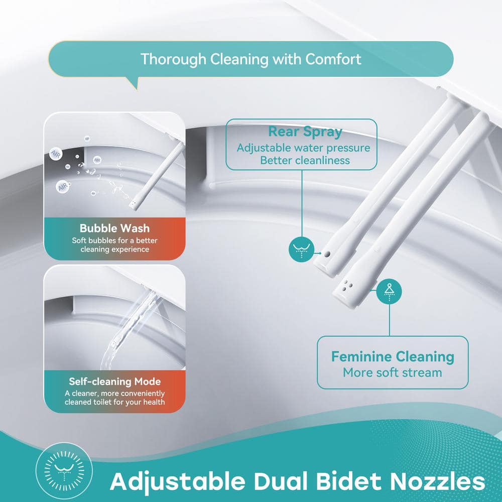 White Elongated Free Standing Non-Electric Smart Bidet Toilet
