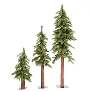 2 ft., 3 ft. and 4 ft. Unlit Natural Alpine Artificial Christmas Tree Set