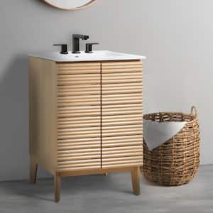 Calandre 24 in. W x 18 in. D x 33 in. H 2-Shelf Bath Vanity Cabinet without Top Sink Basin not Included, Oak