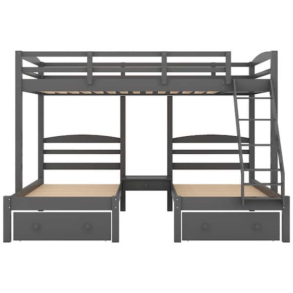 Over Twin And Triple Bunk Bed, 3 Bunk Bed With Desk