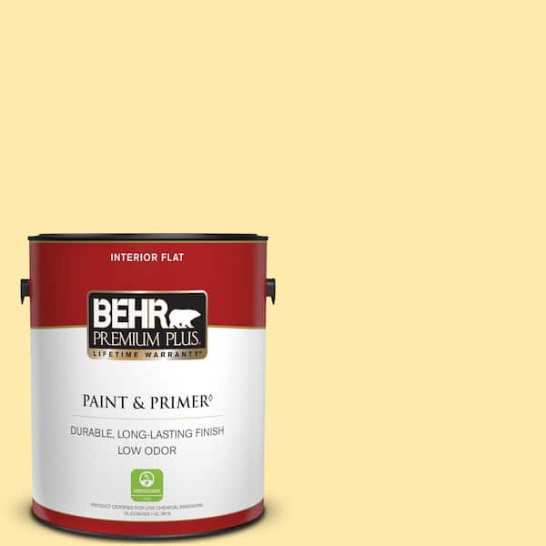 BEHR PREMIUM PLUS 1 gal. #360A-3 Banana Split Flat Low Odor Interior Paint & Primer