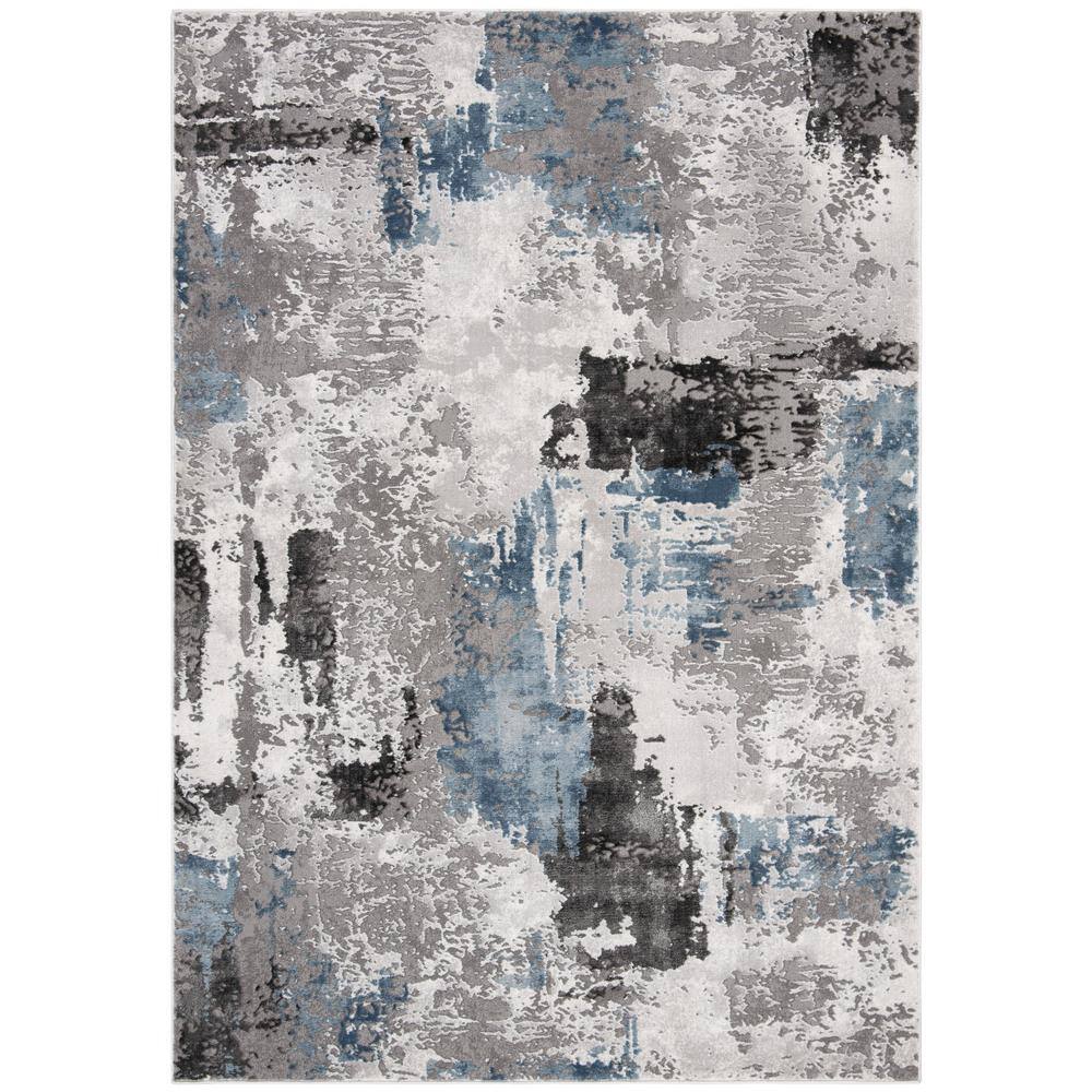 Abstract Greyscale Swirl 27" Hand-Knotted Synthetic Rug