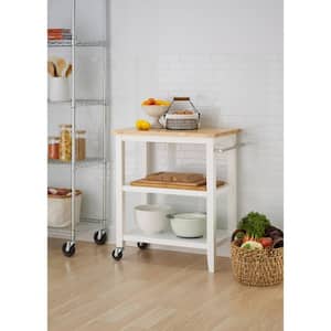 White Kitchen Cart with Towel Rack