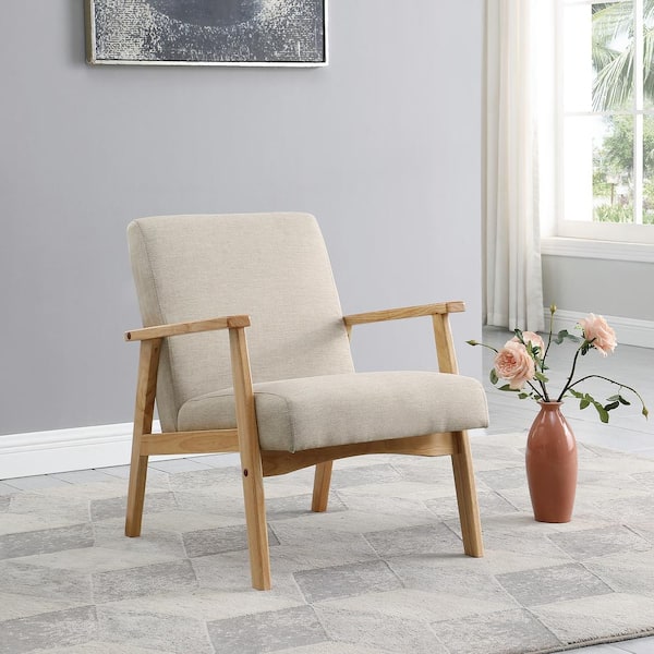 Morden Fort Beige Linen Arm Chair (Set of 1)