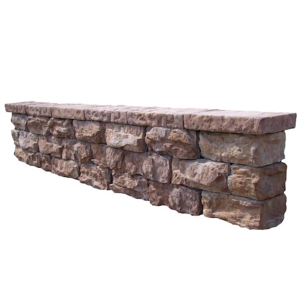 Natural Concrete Products Co 112 in. Fossill Brown Outdoor Decorative Concrete Seat Wall