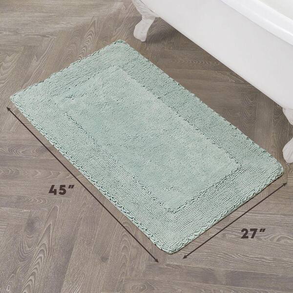 Laura Ashley Ruffle Cotton Border Aqva Blue 27 in. x 45 in. Bath